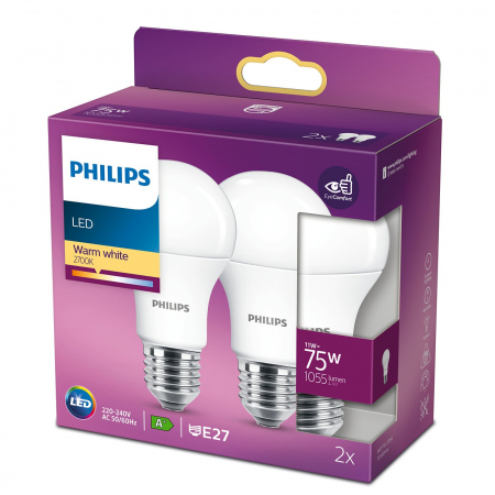 Philips Żarówka LED x2 sztuki E27 11w=75W 2700K